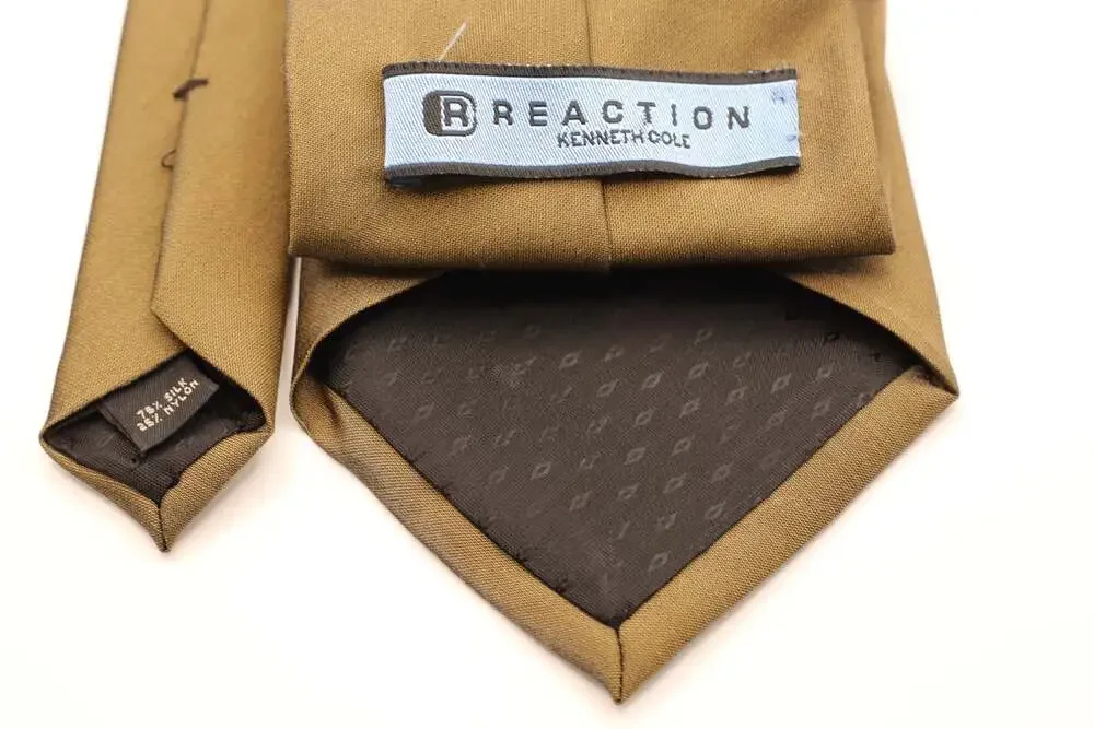 Kenneth Cole Reaction Solid Olive Green Silk/Nylon Blend Necktie